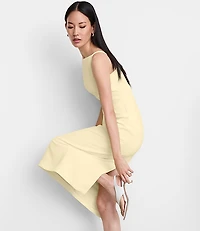 LOFT Versa Crepe Drape Square Neck Midi Dress