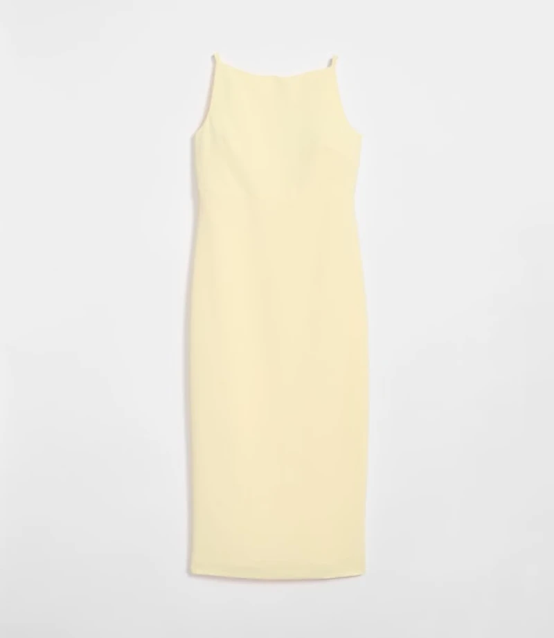 LOFT Versa Crepe Drape Square Neck Midi Dress
