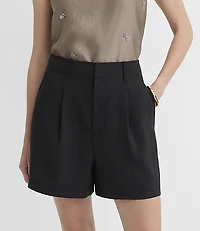 Pleated A-Line Shorts Twill