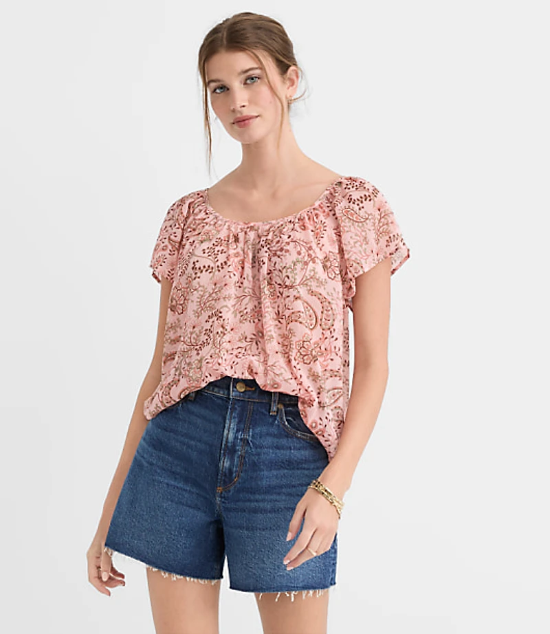 Paisley Flutter Sleeve Blouse
