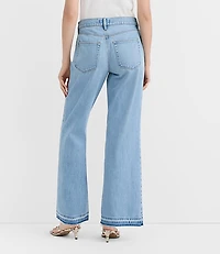 Rivete Petite Curvy Unpicked Mid Rise Wide Leg Jeans Vintage Light Wash