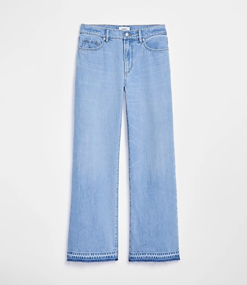 Rivete Petite Curvy Unpicked Mid Rise Wide Leg Jeans Vintage Light Wash