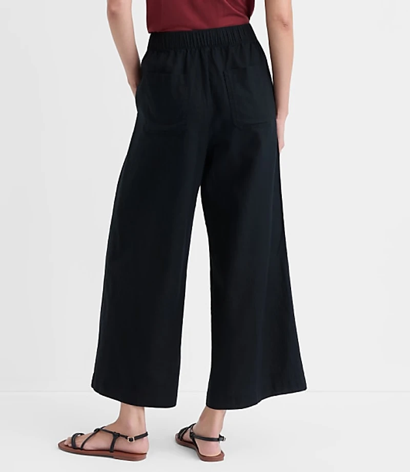 Breezy Wide Leg Crop Pants Linen Cotton
