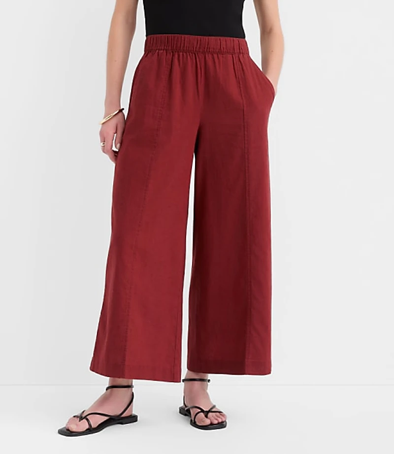 Breezy Wide Leg Crop Pants Linen Cotton