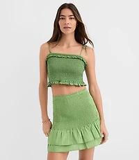 Petite LOFT Beach Ruffle Smocked Crop Top