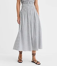 Plaid Smocked Midi Skirt