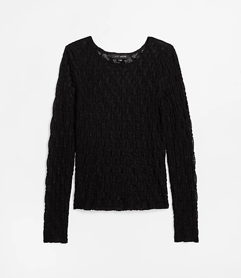 Petite LOFT Versa Geo Lace Long Sleeve Top