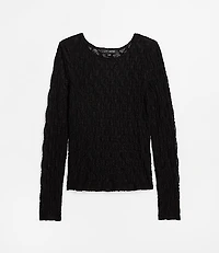 Petite LOFT Versa Geo Lace Long Sleeve Top