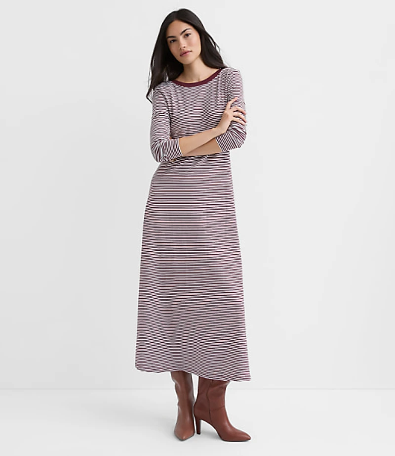 Petite Striped Scoop Back Midi Dress