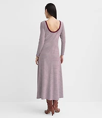 Petite Striped Scoop Back Midi Dress