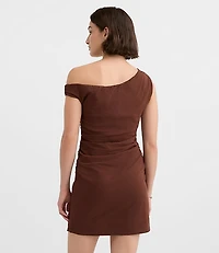 Petite LOFT Beach Ruched Off The Shoulder Mini Dress