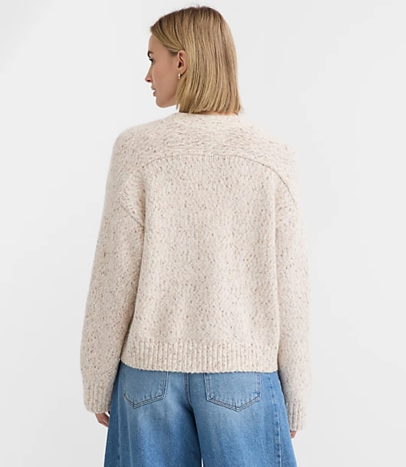 Petite Marled Saddle Sleeve V-Neck Cardigan