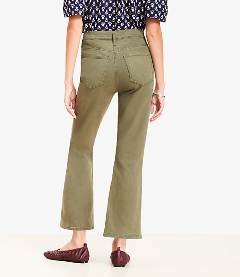 Curvy Patch Pocket High Rise Kick Crop Jeans Evening Olive