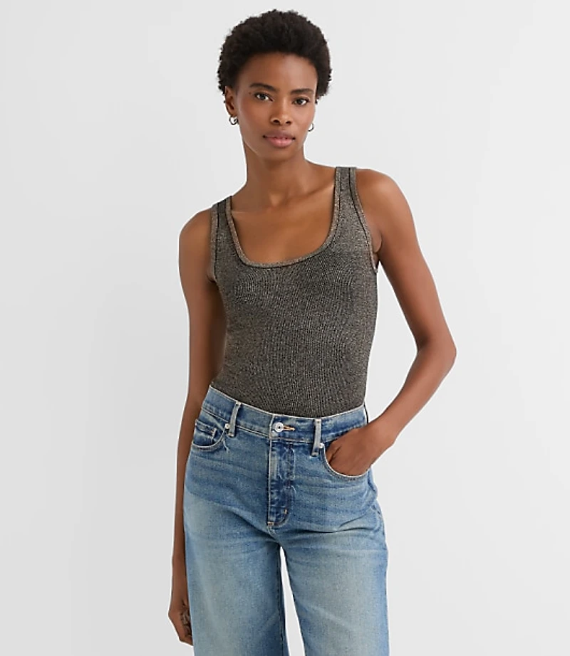 Shimmer Ribbed Sweater Tank Top