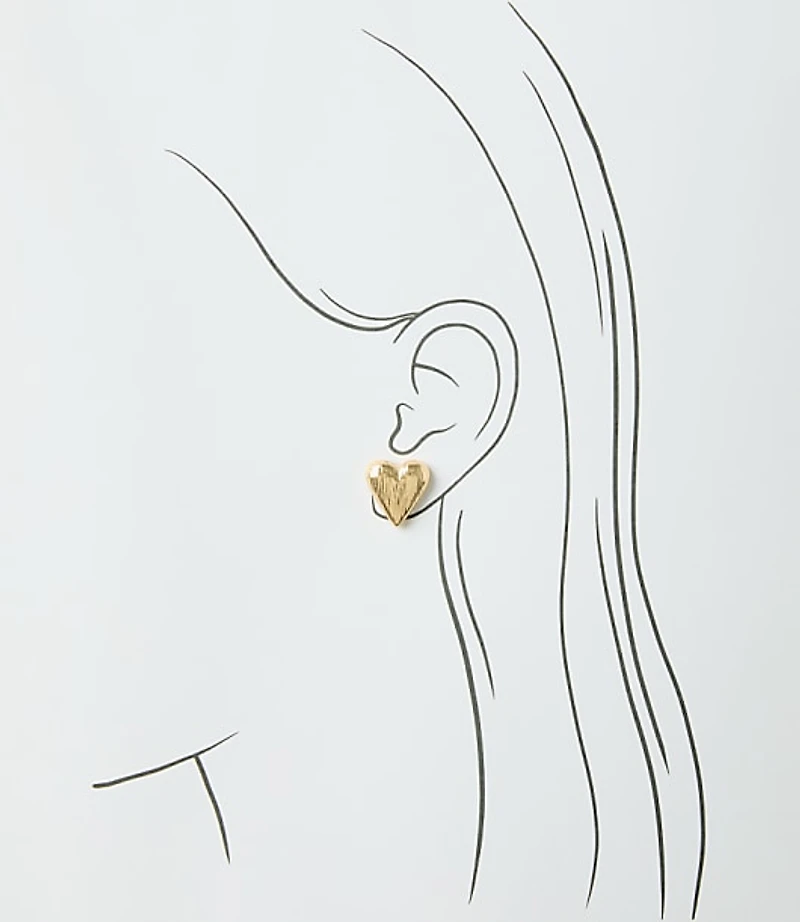 Brushed Heart Stud Earrings