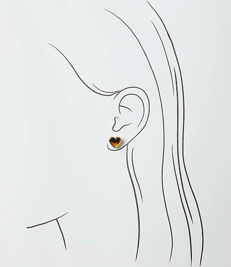 Tortoiseshell Print Mini Heart Stud Earrings