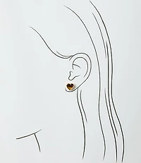 Tortoiseshell Print Mini Heart Stud Earrings