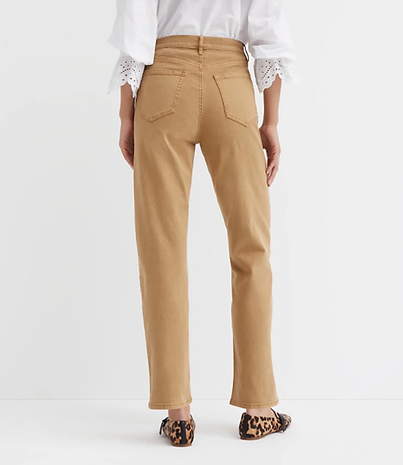 Petite High Rise Straight Jeans in Cashew Tan