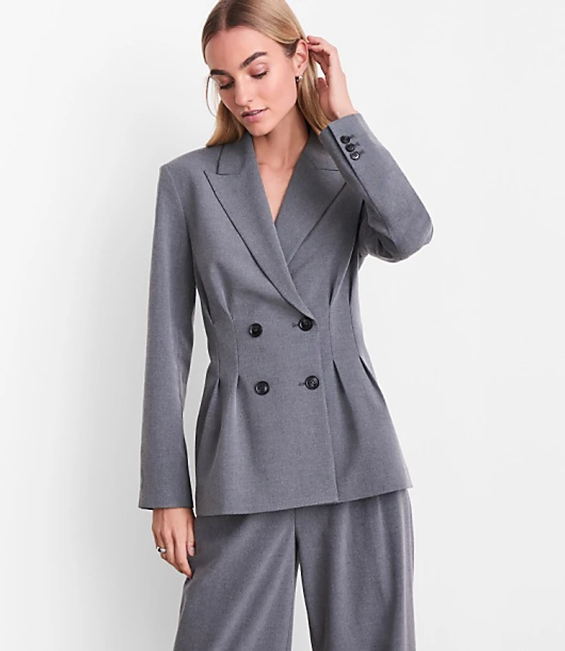 Petite LOFT Versa Seasonless Stretch Double Breasted Blazer Heather