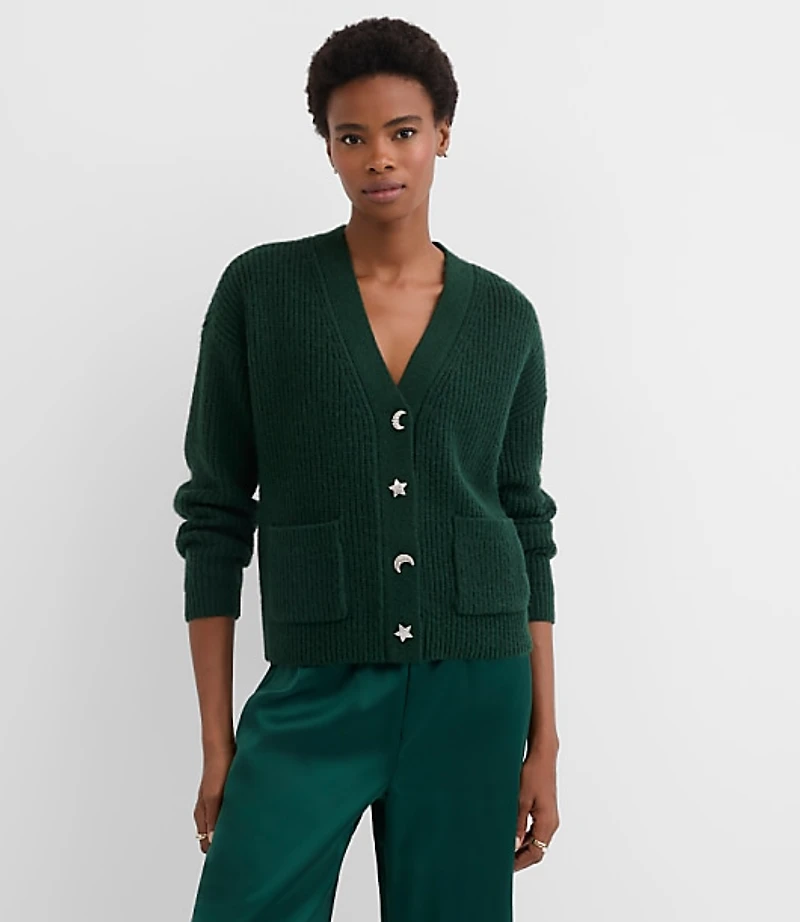 Moon & Star Jeweled Button Cardigan