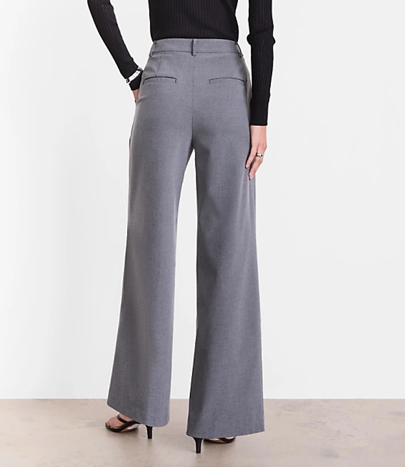 Tall LOFT Versa Seasonless Stretch Double Pleat Wide Leg Pants Heather