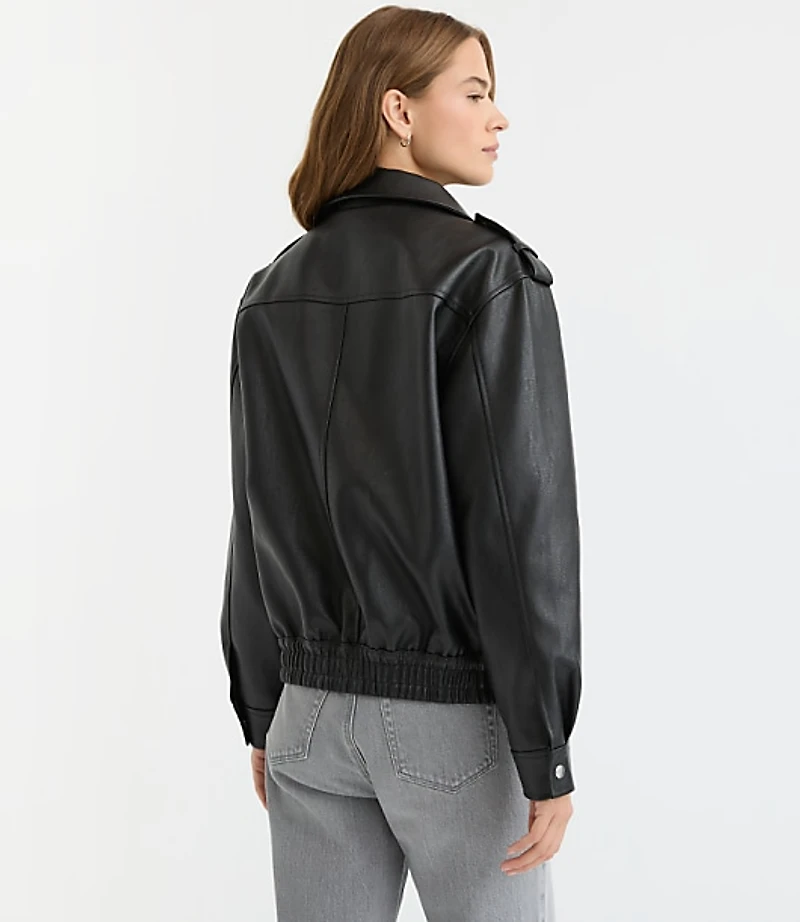 Petite Pebbled Faux Leather Jacket