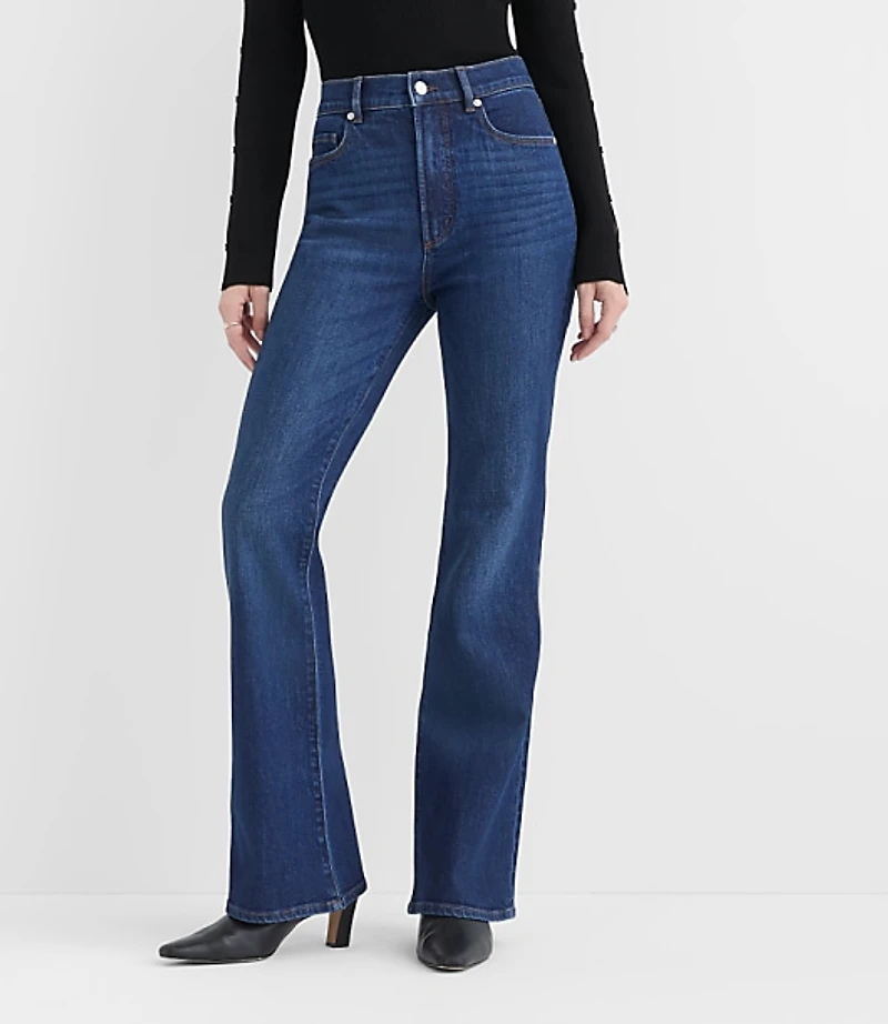 Rivete Petite High Rise Slim Flare Jeans Muse Wash