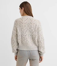 Shimmer Pointelle V-Neck Cardigan