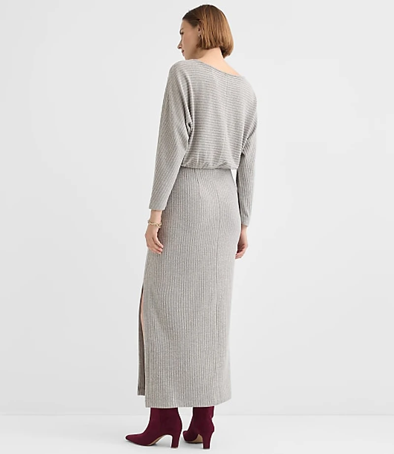 Petite Brushed Ottoman Side Pleated Midi Dress