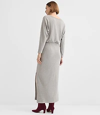 Petite Brushed Ottoman Side Pleated Midi Dress
