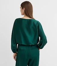Satin Bubble Hem Blouse