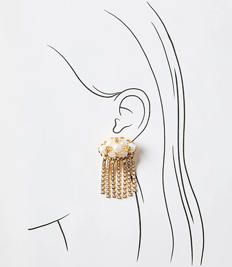 Italian Collection Pearlized Cluster Waterfall Earrings