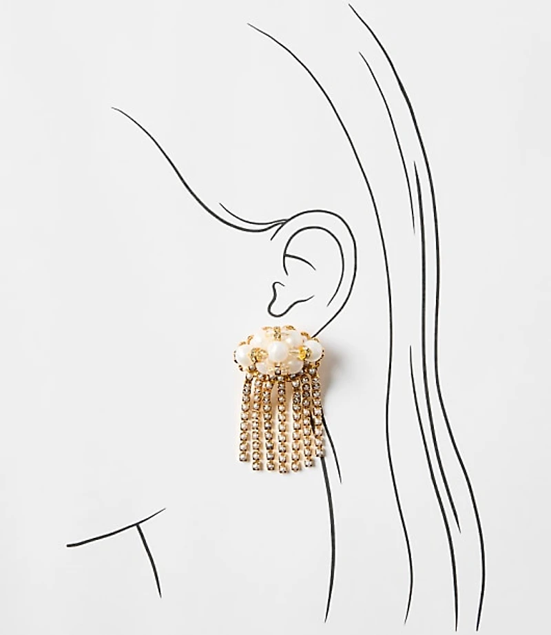 Italian Collection Pearlized Cluster Waterfall Earrings