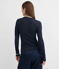 Petite Shimmer Mixed Ribbed Sweater