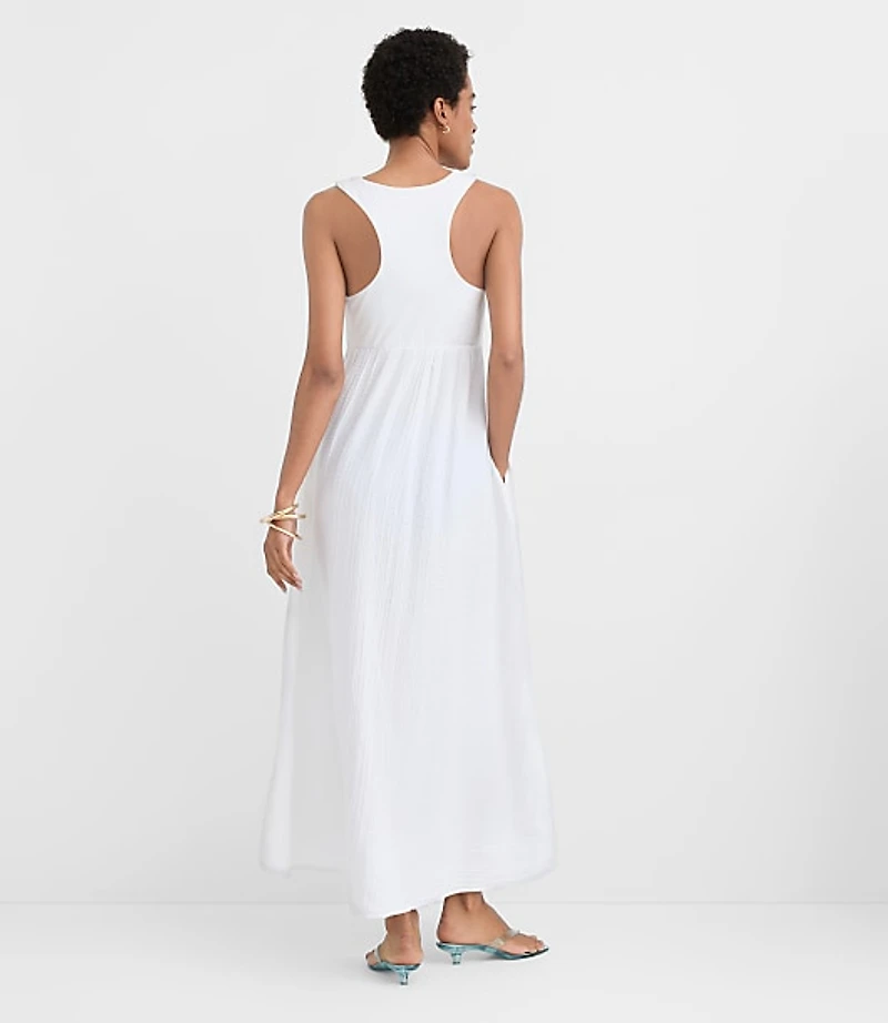 LOFT Beach Triple Cloth Mixed Media Maxi Pocket Dress