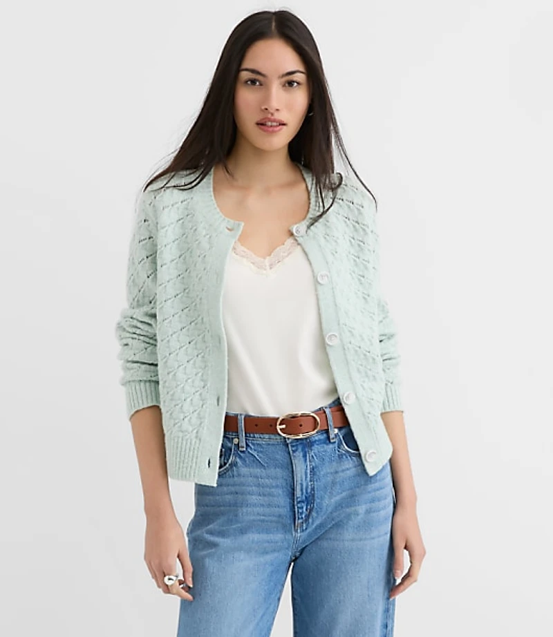 Petite Shimmer Pointelle Cardigan