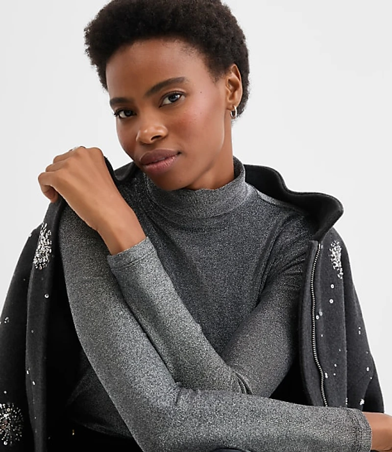 Shimmer Jersey Turtleneck Top