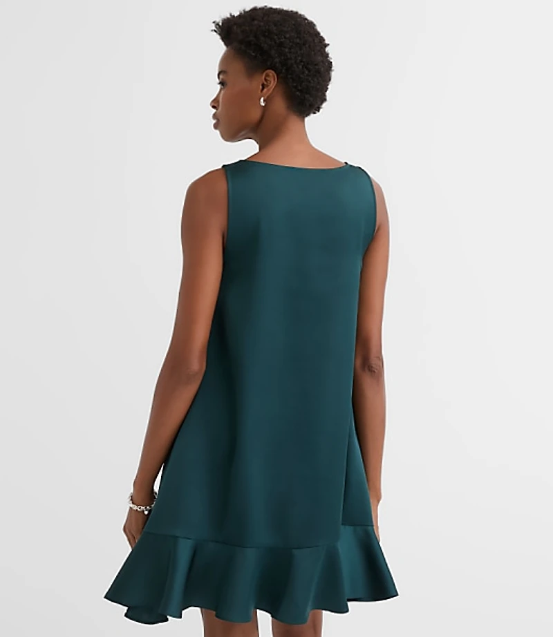 Satin Ruffle Mini Pocket Dress