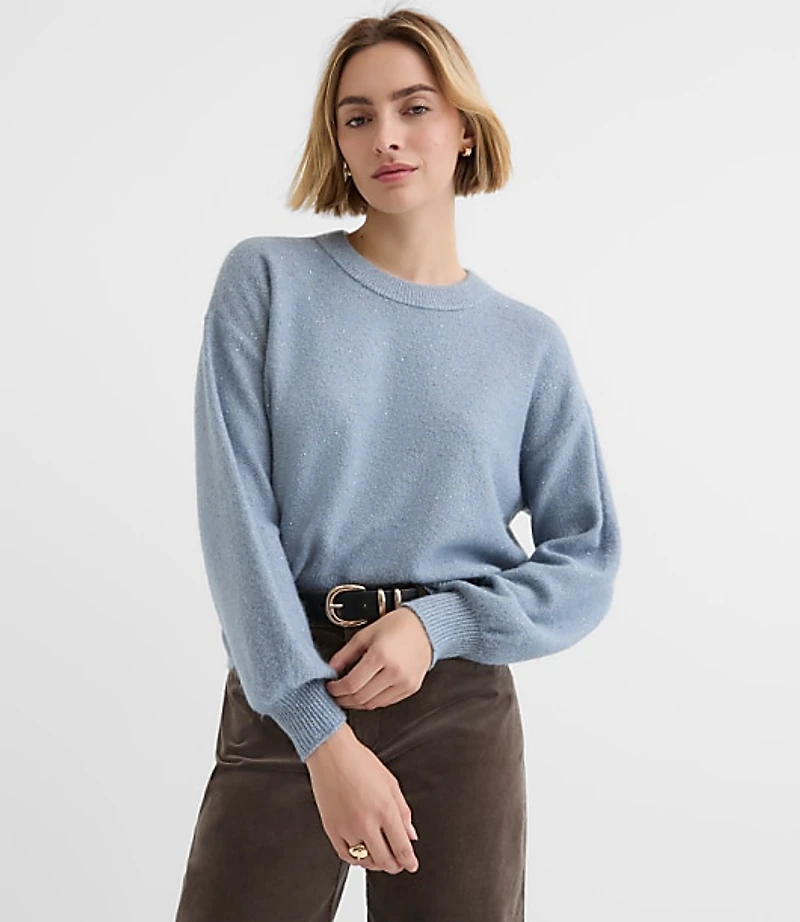 Petite Floral Sequin Blouson Sweater