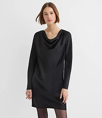 Petite Satin Cowl Neck Mini Dress