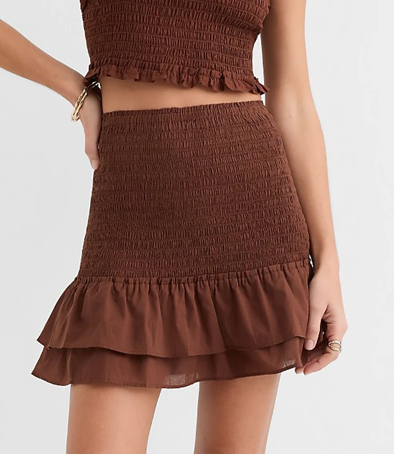 LOFT Beach Ruffle Smocked Mini Skirt