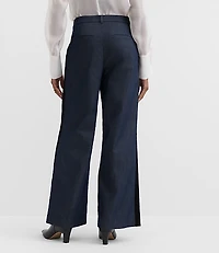 Petite Velvet Tuxedo Stripe Clean Wide Leg Pants in Refined Denim