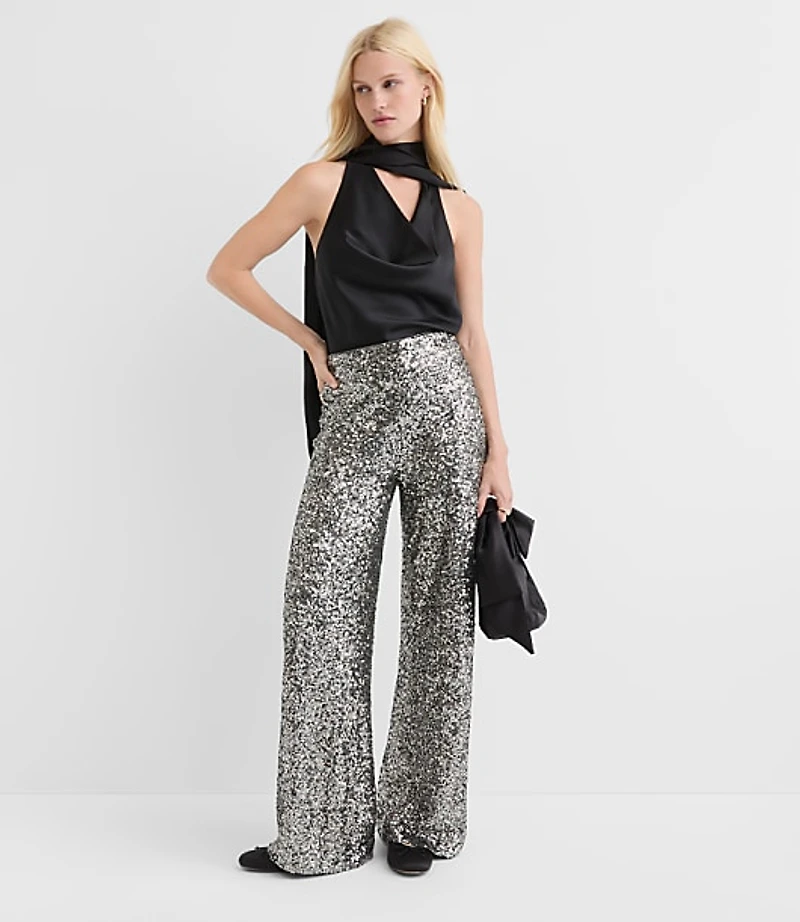 Satin Tie Cowl Neck Shell