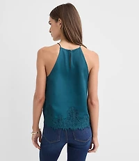 Lace Trim Halter Strappy Cami