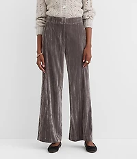 Petite Clean Wide Leg Pants Pleated Velvet
