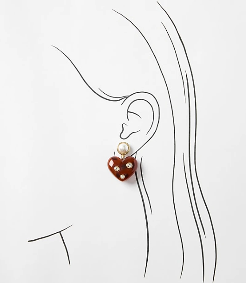 Pearlized Sparkle Heart Drop Earrings