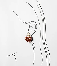 Pearlized Sparkle Heart Drop Earrings