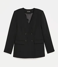 Petite LOFT Versa Crepe Drape Collarless Blazer
