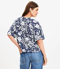 Floral Ruffle Tie Neck Blouse