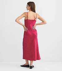 Tall Dotted Satin Strappy Bias Midi Dress